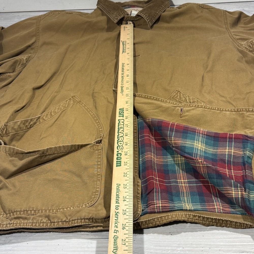 American Eagle Jacket Men XL Khaki Chore Barn Coat Flannel Lined Corduroy Collar - Picture 7 of 11
